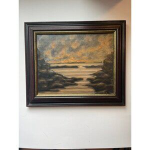 Original Abstract Landscape Oil on Board Painting – Modern Wall Art Decor Accent